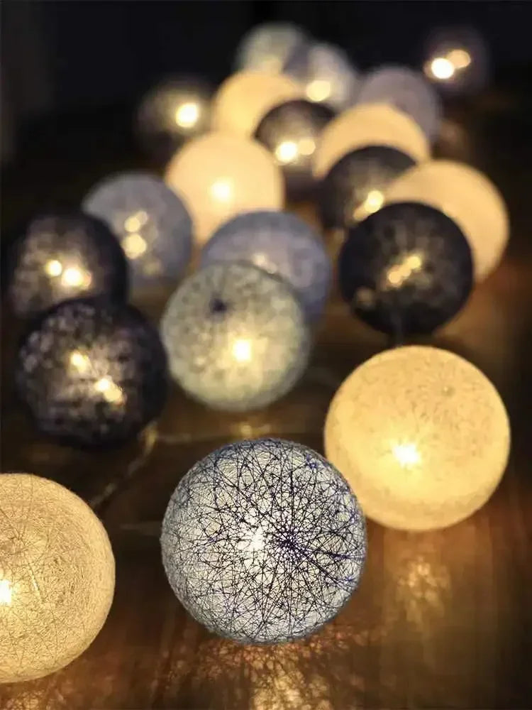 LED Cotton Balls String Lights Lantern Battery or USB Powered Wedding Home Party Ornament Lighting Stings Christmas Decoration