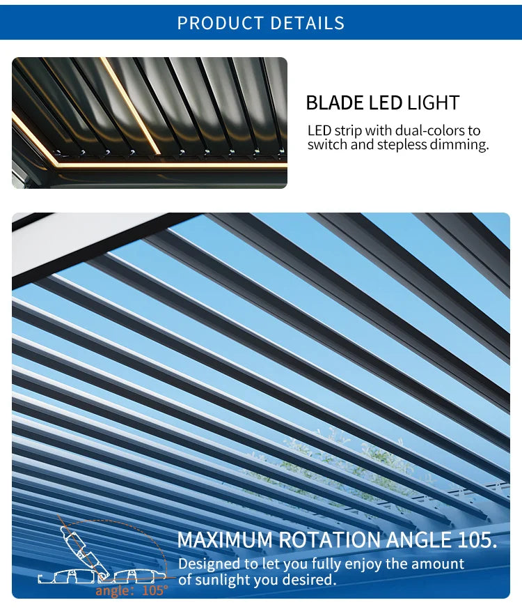 Motorized Aluminium Louvered Pergola | Modern Bioclimatic Gazebo