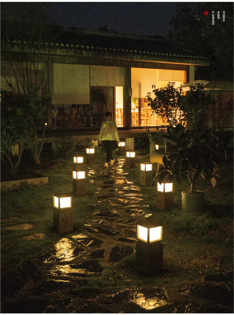 Chinese-Style Solar Garden Landscape Set | Villa Courtyard Decor