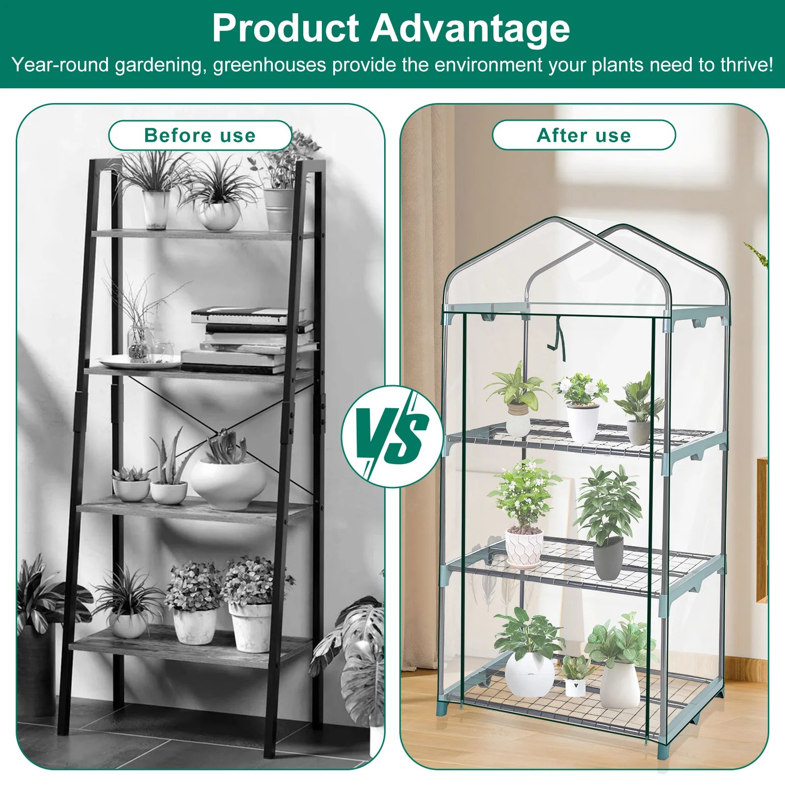 4-Tier Walk-In Garden Greenhouse | Waterproof Frost Cover