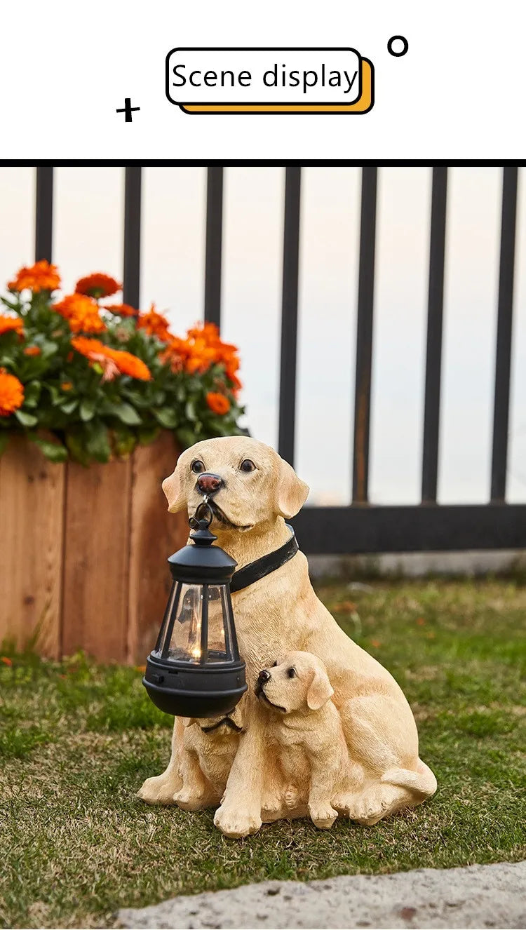 Solar Puppy Garden Statue | Patio & Villa Entrance Decor