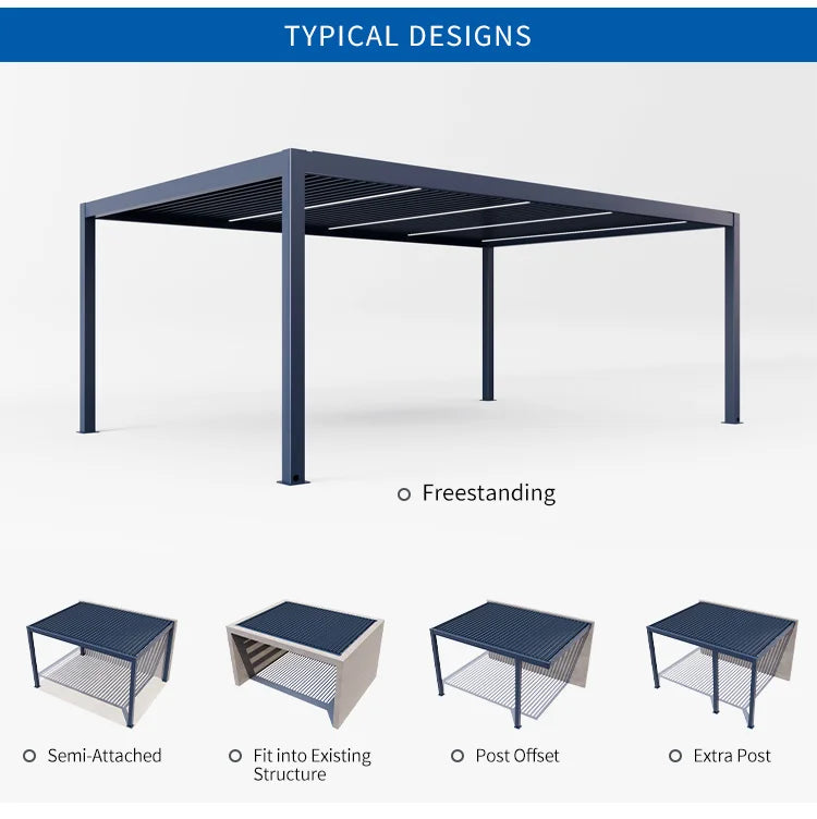 Motorized Aluminium Louvered Pergola | Modern Bioclimatic Gazebo