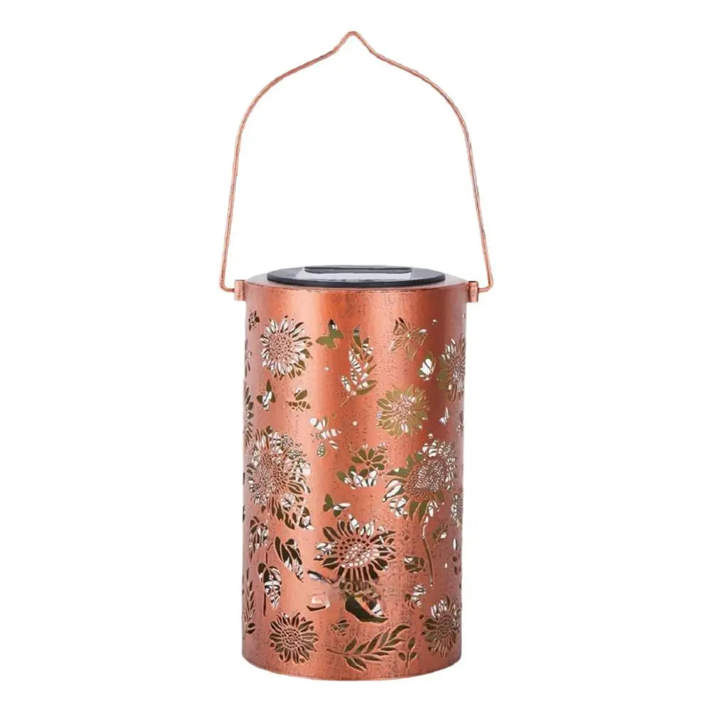 Floral Metal Solar Lantern | Warm Glow Patio & Walkway Light