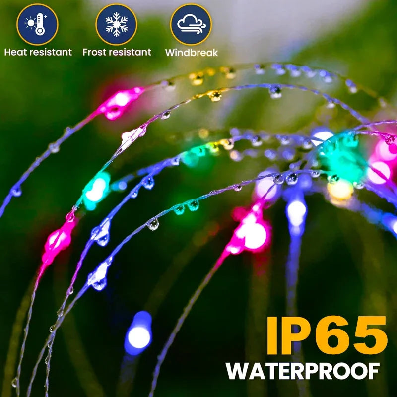 Christmas Solar Patio Firework Lights Outdoor Decor LED Fairy Lights for  Backyard Garden Pathway Patio Lawn