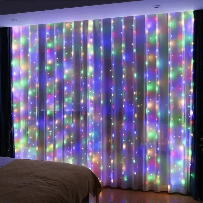 Curtain LED String Lights, Fairy Garland, USB Festoon, Remote Control, Christmas Decoration for Bedroom, Home, 3 M, 4 m, 6m