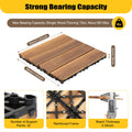 36 Pack Hardwood Patio Deck Flooring Tile Wood Outdoor Interlocking Flooring Tiles 12" × 12" Interlocking Patio Tiles