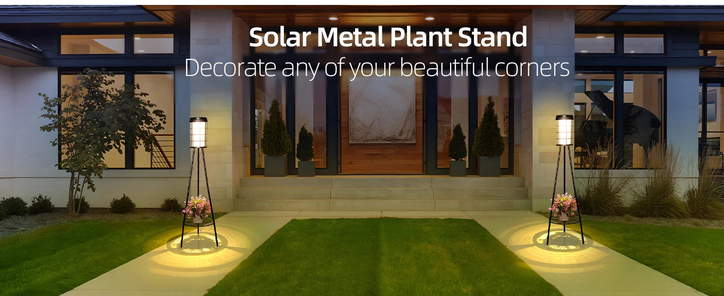 Solar Floor Lamp with Plant Stand | Patio & Porch Decor
