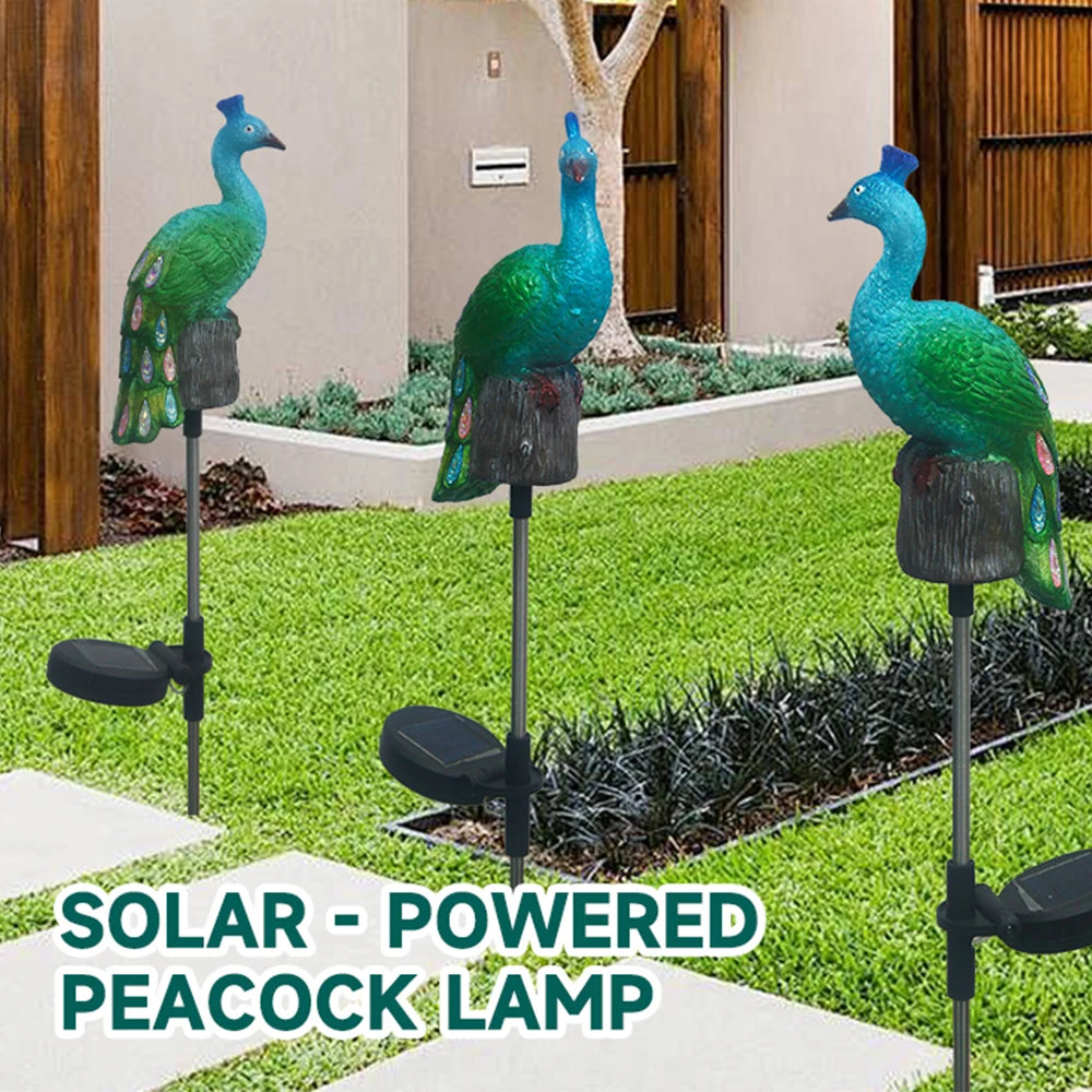 Solar Peacock Garden Stake Light | Waterproof Lawn Ornament