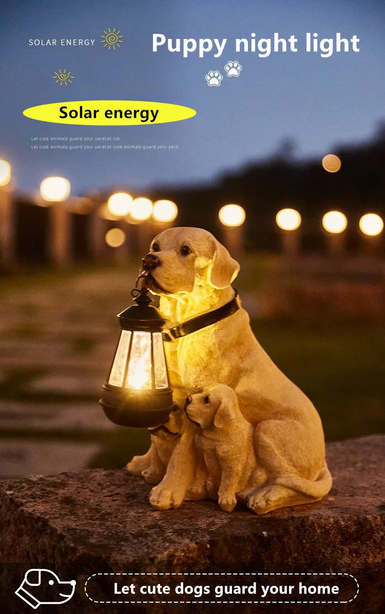 Solar Puppy Garden Statue | Patio & Villa Entrance Decor