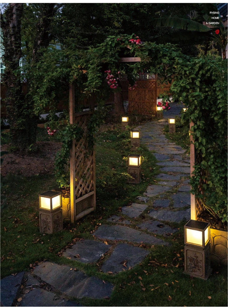Chinese-Style Solar Garden Landscape Set | Villa Courtyard Decor