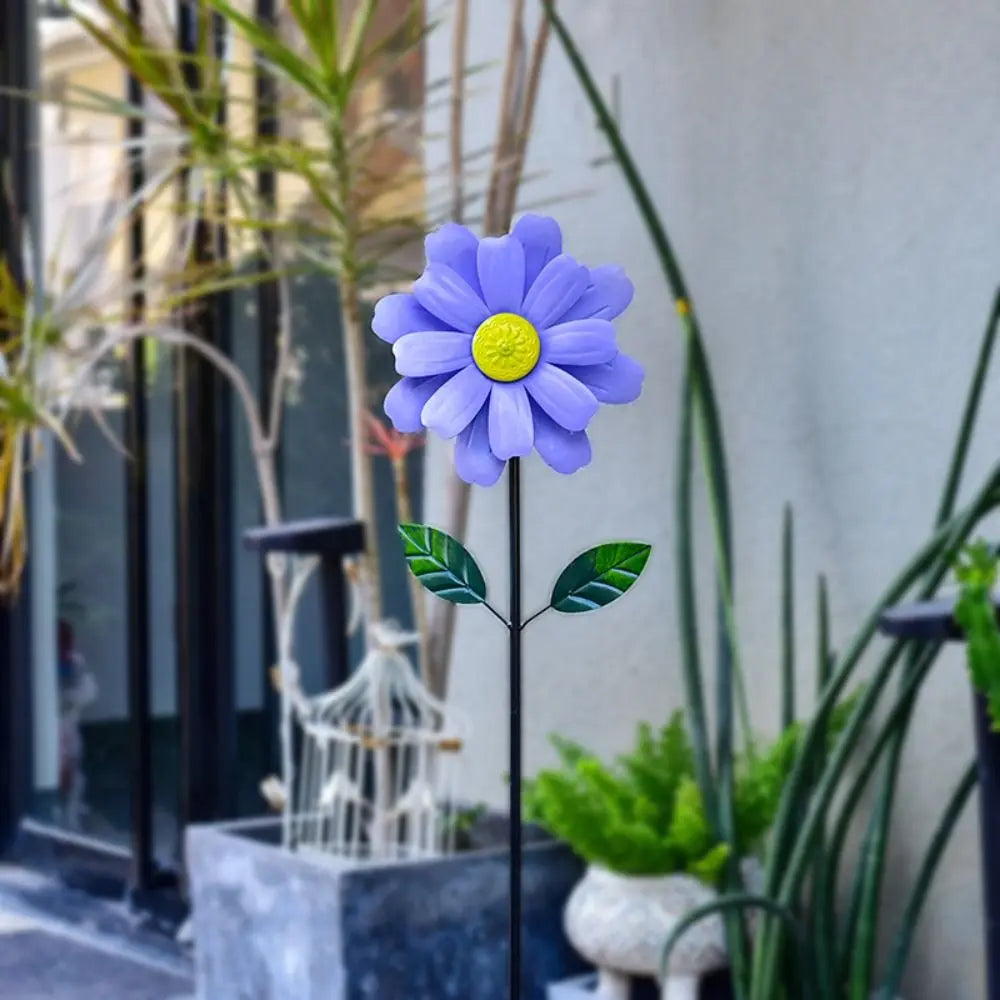 Metal Flower Pinwheel Garden Spinner | Backyard & Patio Decor