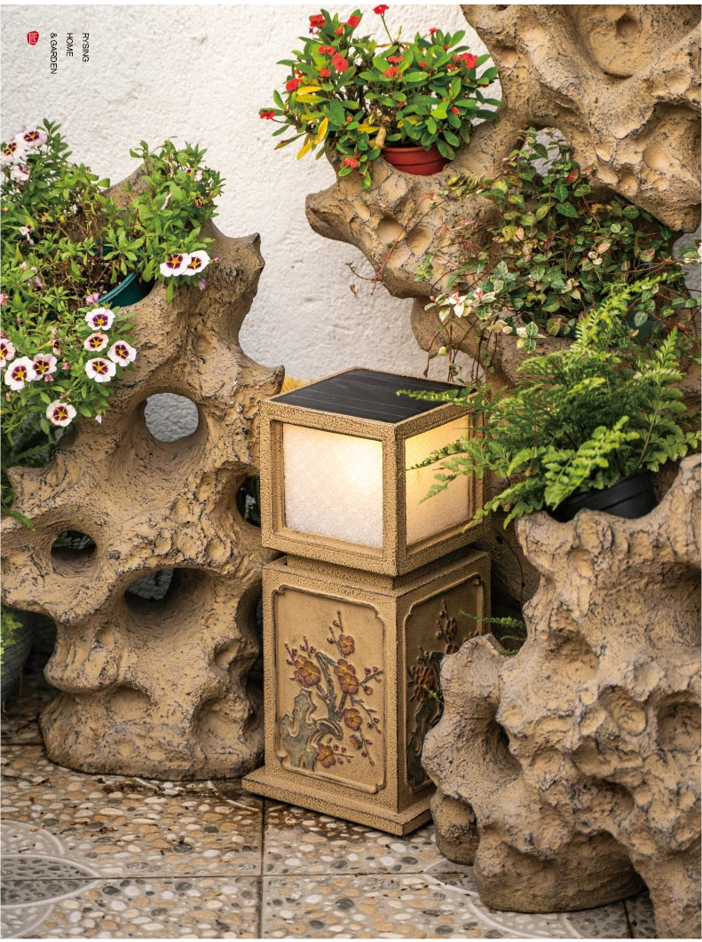 Chinese-Style Solar Garden Landscape Set | Villa Courtyard Decor