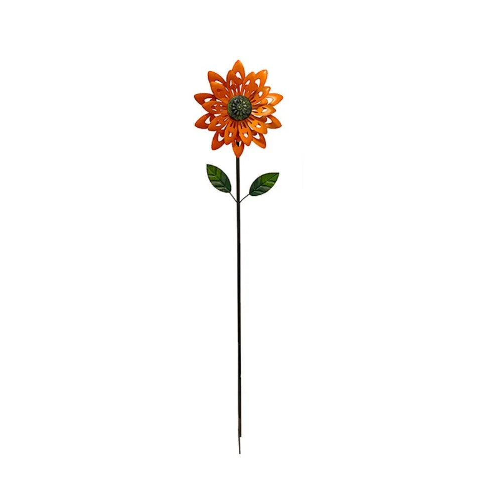 Metal Flower Pinwheel Garden Spinner | Backyard & Patio Decor
