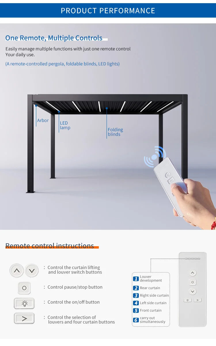 Motorized Aluminium Louvered Pergola | Modern Bioclimatic Gazebo