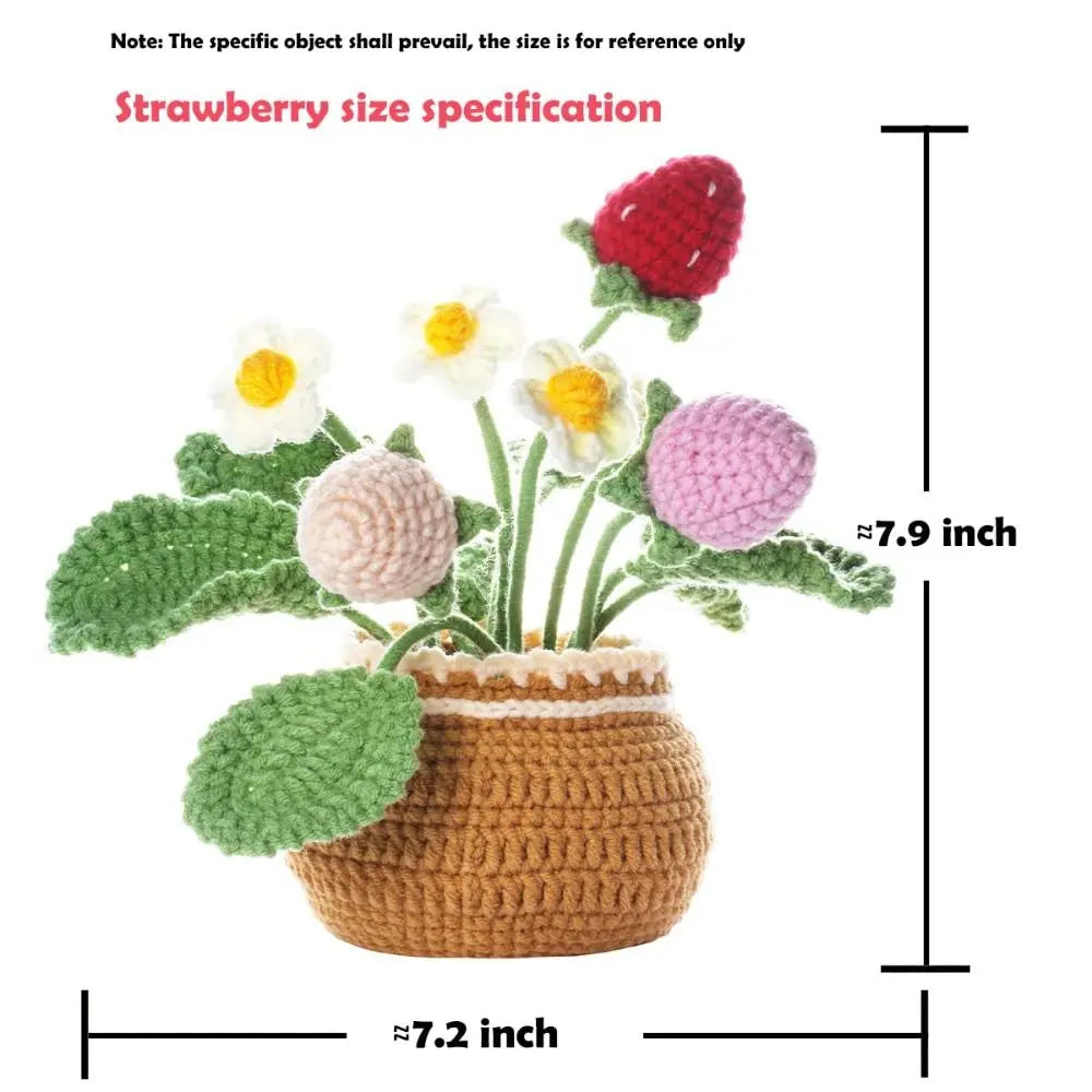 Handmade Crochet Sunflower Tulip Woven Non-finished products Potted Plants for Adults and Kids Crochet Starter Knitting Kit