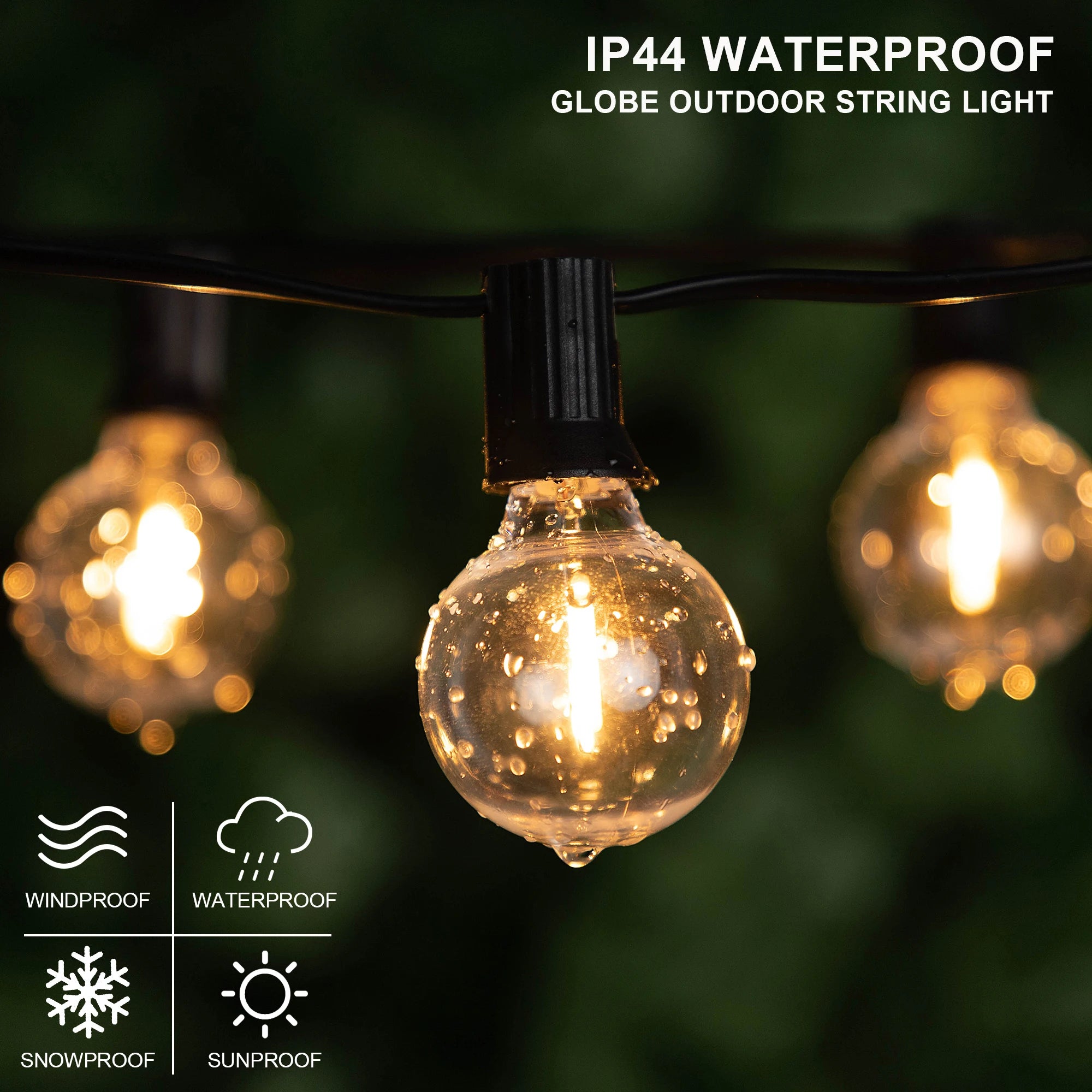 G40 Outdoor Garland String Lights Shatterproof Waterproof Plastic Led Bulb Vintage Connectable Patry Patio Decor Light Chain