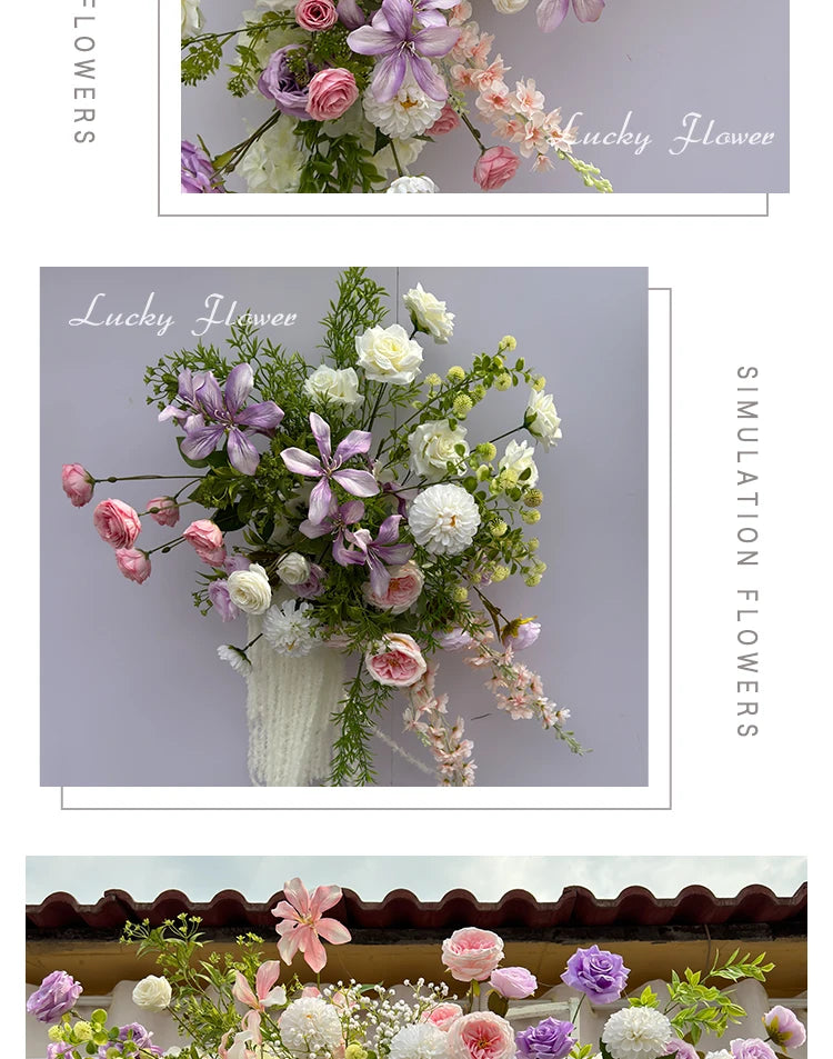 Outdoor Wedding Decoration Artificial Flowers Hanging Flower Row Road Leading Floor Flower Row Flower Ball Floral Backdrop Decor