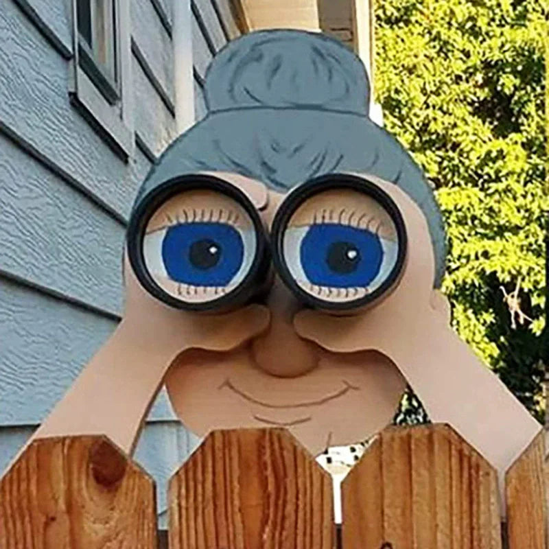 Garden Fence Decoration for Meddlesome Elderly People and Ladies in the Garden Courtyard Garden Decoration Outdoor Fence Poster