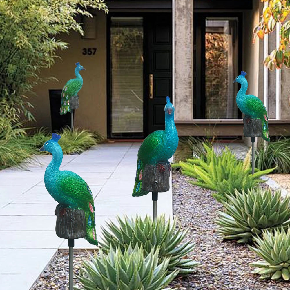 Solar Peacock Garden Stake Light | Waterproof Lawn Ornament