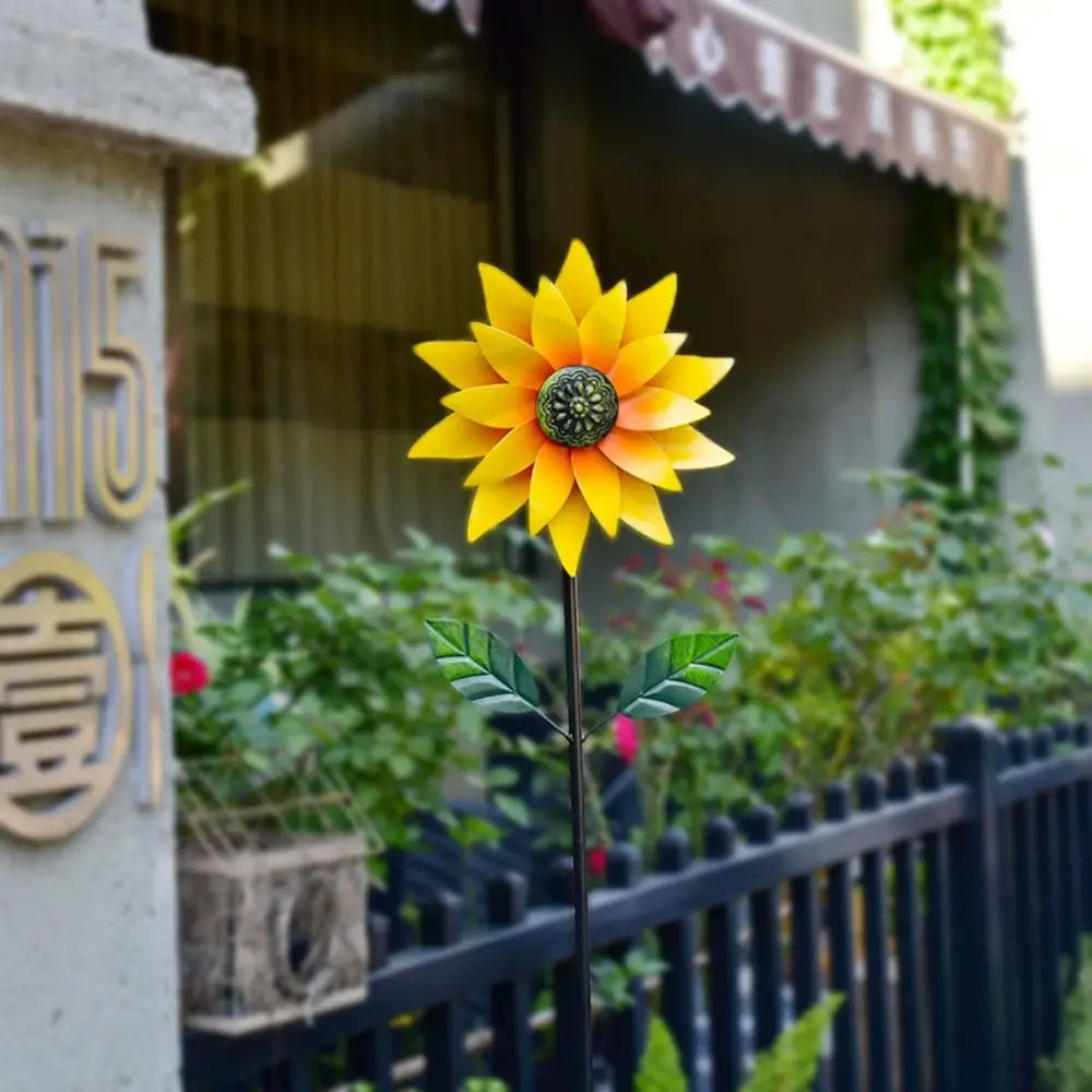 Metal Flower Pinwheel Garden Spinner | Backyard & Patio Decor