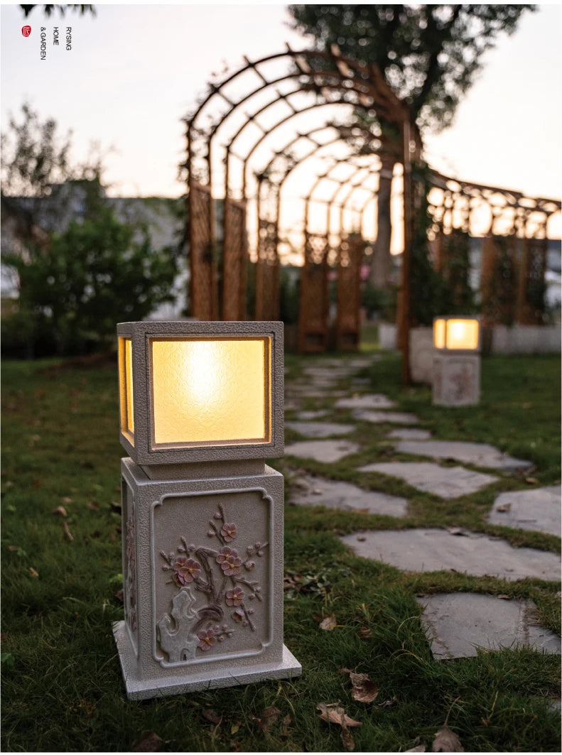 Chinese-Style Solar Garden Landscape Set | Villa Courtyard Decor