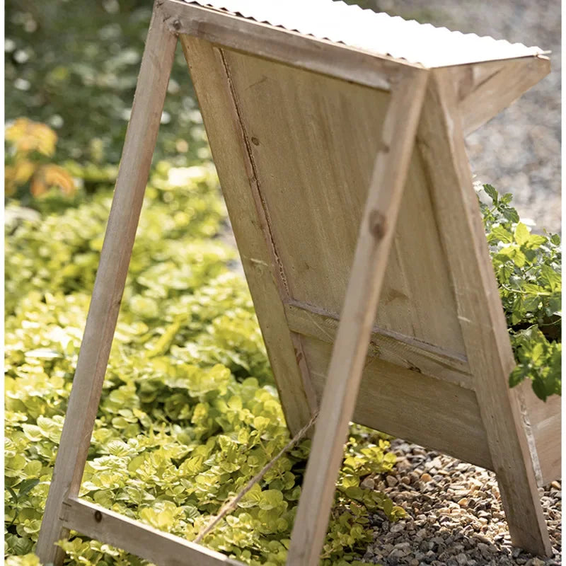 Rustic Wooden Plant Stand | Retro Distressed Balcony Flower Rack