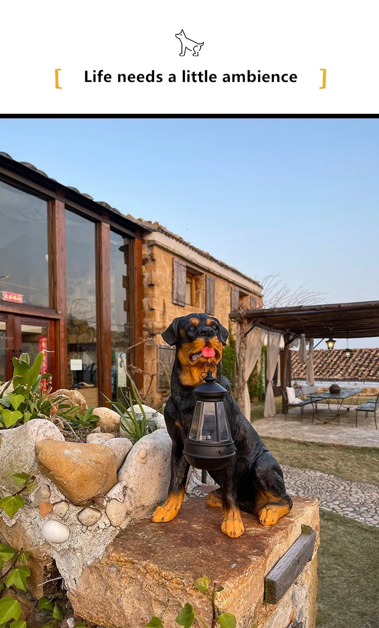 Solar Puppy Garden Statue | Patio & Villa Entrance Decor