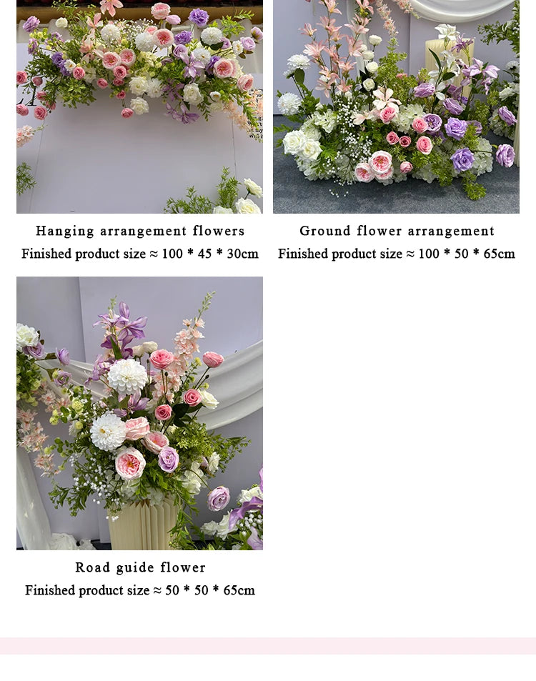 Outdoor Wedding Decoration Artificial Flowers Hanging Flower Row Road Leading Floor Flower Row Flower Ball Floral Backdrop Decor