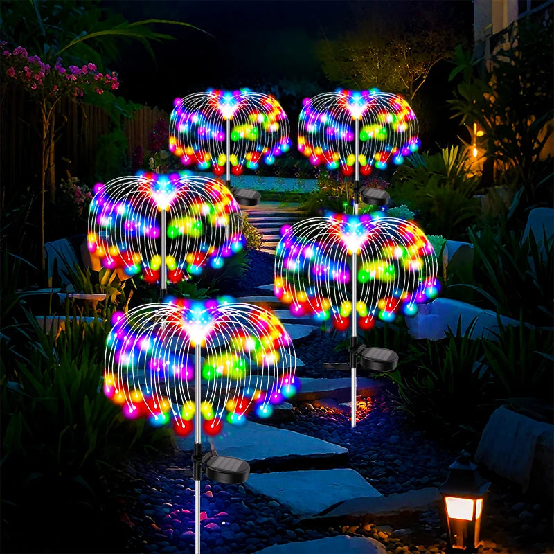 Christmas Solar Patio Firework Lights Outdoor Decor LED Fairy Lights for  Backyard Garden Pathway Patio Lawn