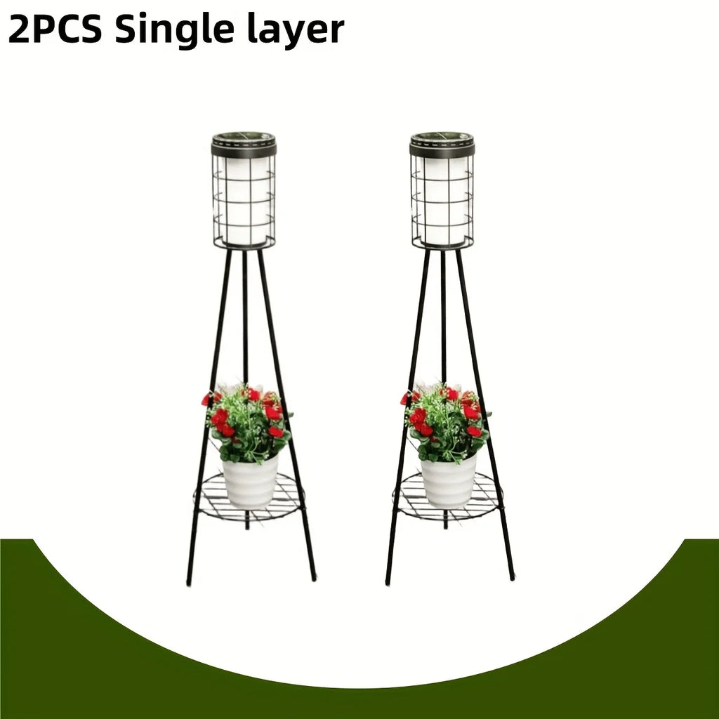 Solar Floor Lamp with Plant Stand | Patio & Porch Decor