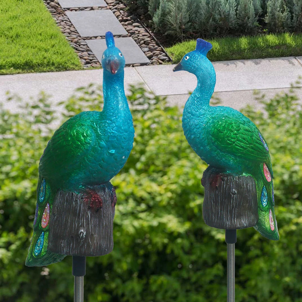 Solar Peacock Garden Stake Light | Waterproof Lawn Ornament