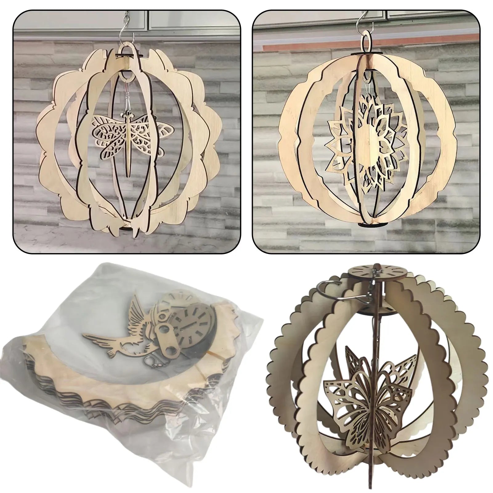 Wooden Floral Wind Spinners Outdoor Decor Adds Charm To Any Outdoor Space Perfect For Garden Balcony Patios