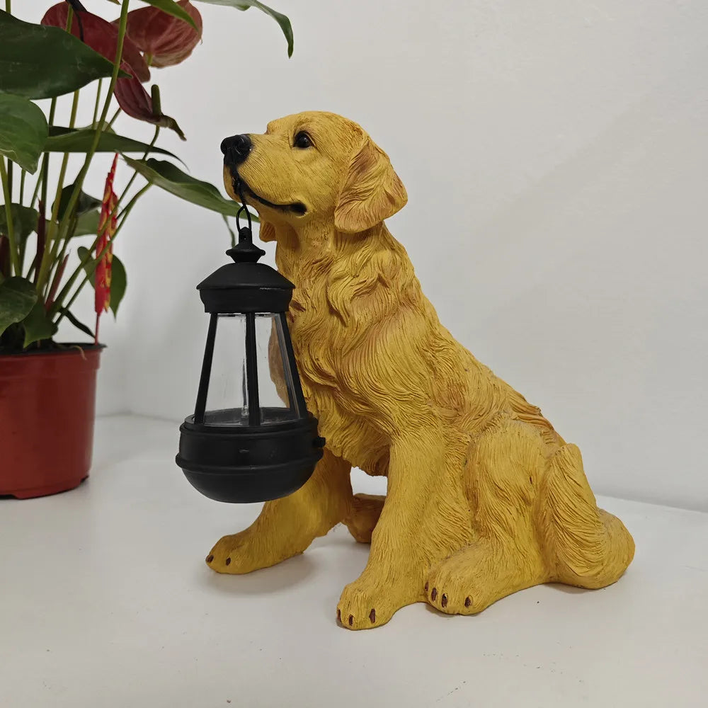 Solar Puppy Garden Statue | Patio & Villa Entrance Decor