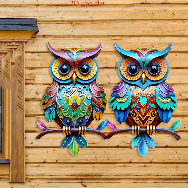[Owl Wall Decoration] 2D Owl Wall Decoration - Colorful Outdoor/Indoor Hanging Ornament, Suitable for Garden, Patio, Living Room