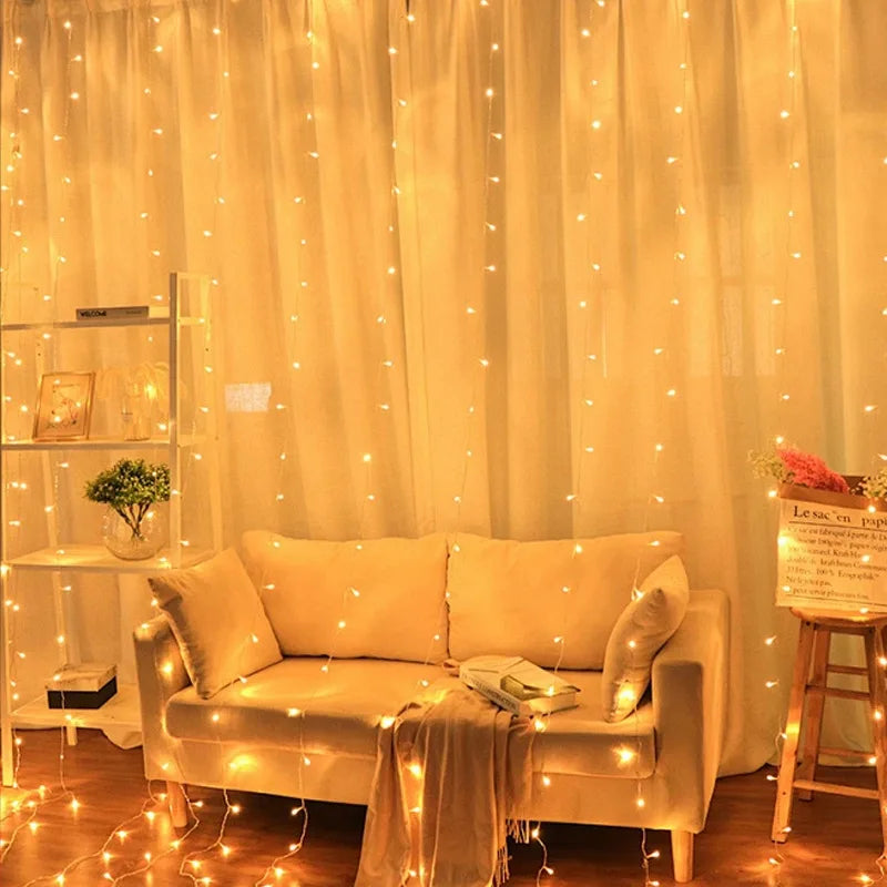 Curtain LED String Lights, Fairy Garland, USB Festoon, Remote Control, Christmas Decoration for Bedroom, Home, 3 M, 4 m, 6m