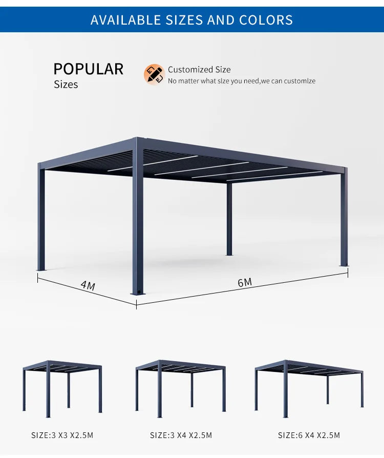 Motorized Aluminium Louvered Pergola | Modern Bioclimatic Gazebo