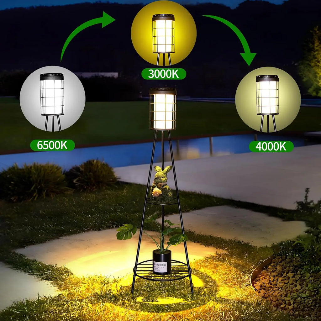 Solar Floor Lamp with Plant Stand | Patio & Porch Decor