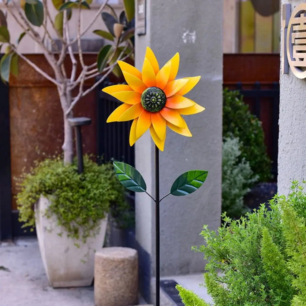Metal Flower Pinwheel Garden Spinner | Backyard & Patio Decor