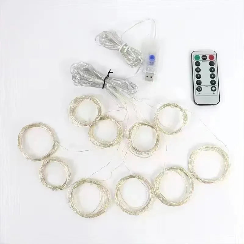 Curtain LED String Lights, Fairy Garland, USB Festoon, Remote Control, Christmas Decoration for Bedroom, Home, 3 M, 4 m, 6m