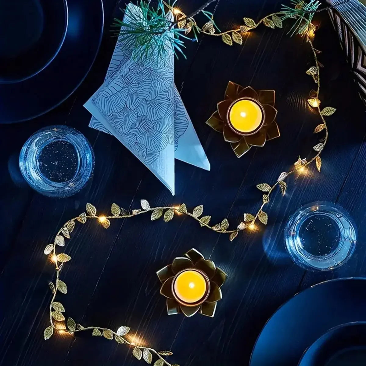 20LED Golden Tiny Leaves Copper Wire String Lights Battery Powered Fairy Lights for Home Wedding Party Christmas DIY Decoration
