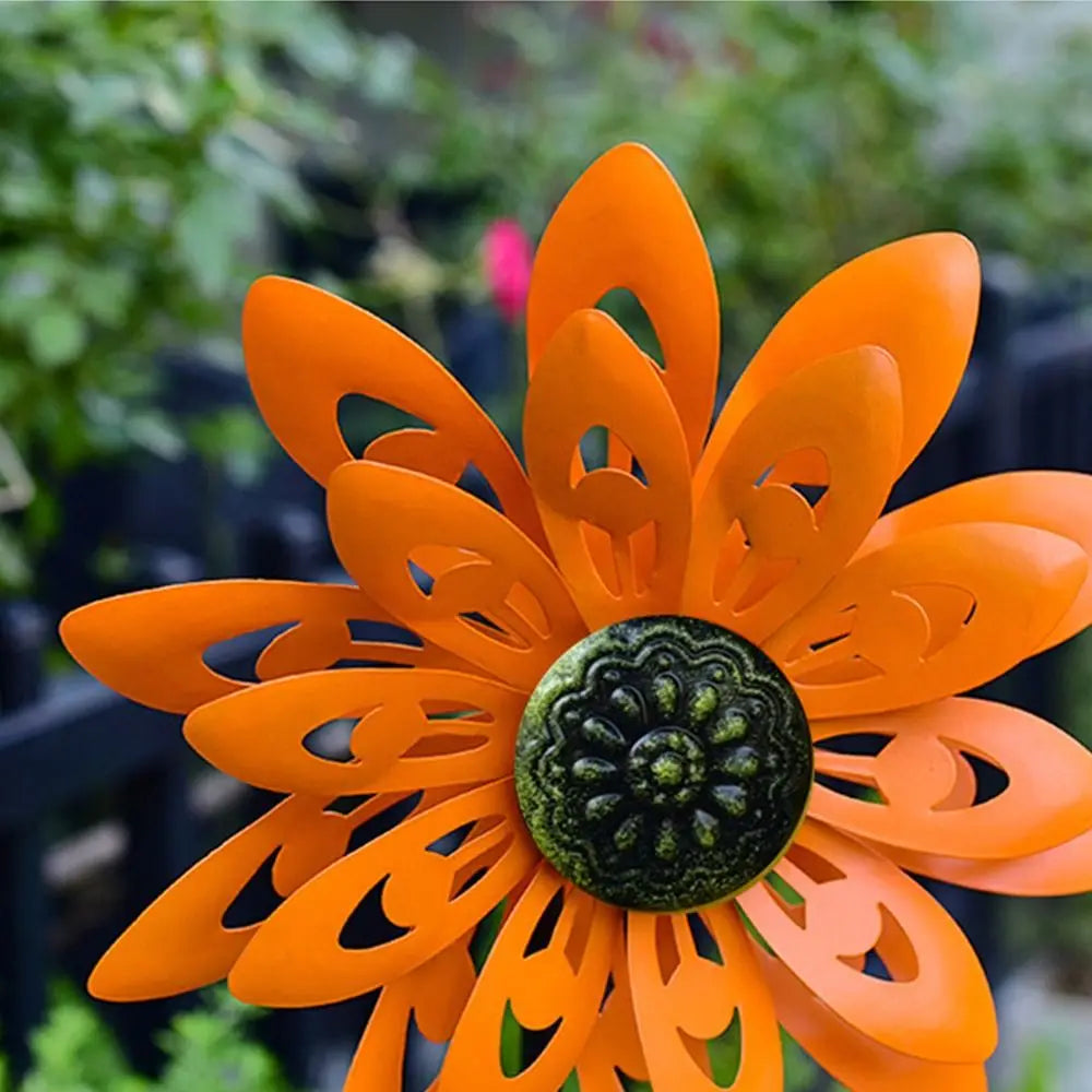 Metal Flower Pinwheel Garden Spinner | Backyard & Patio Decor