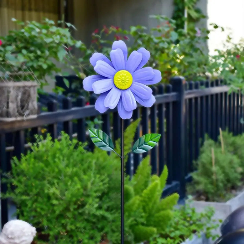 Metal Flower Pinwheel Garden Spinner | Backyard & Patio Decor