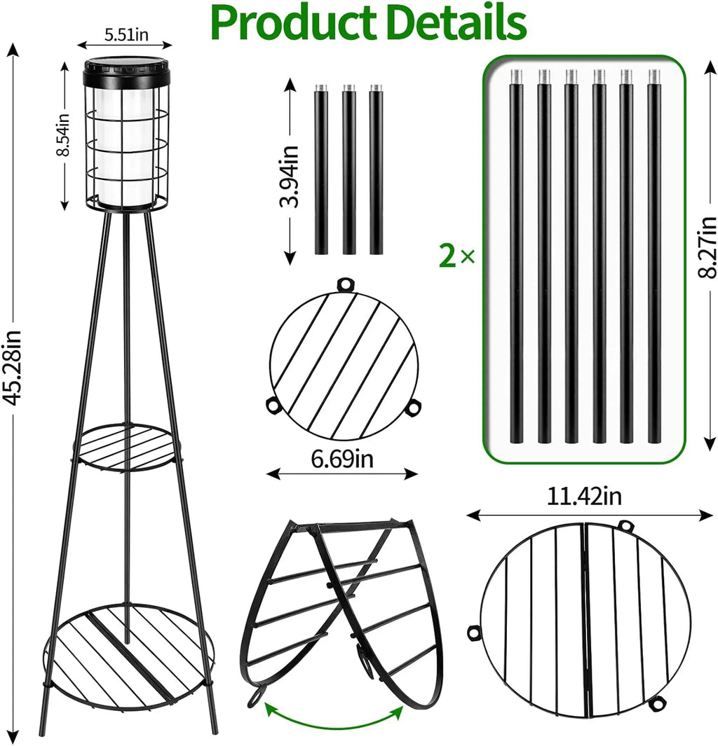 Solar Floor Lamp with Plant Stand | Patio & Porch Decor