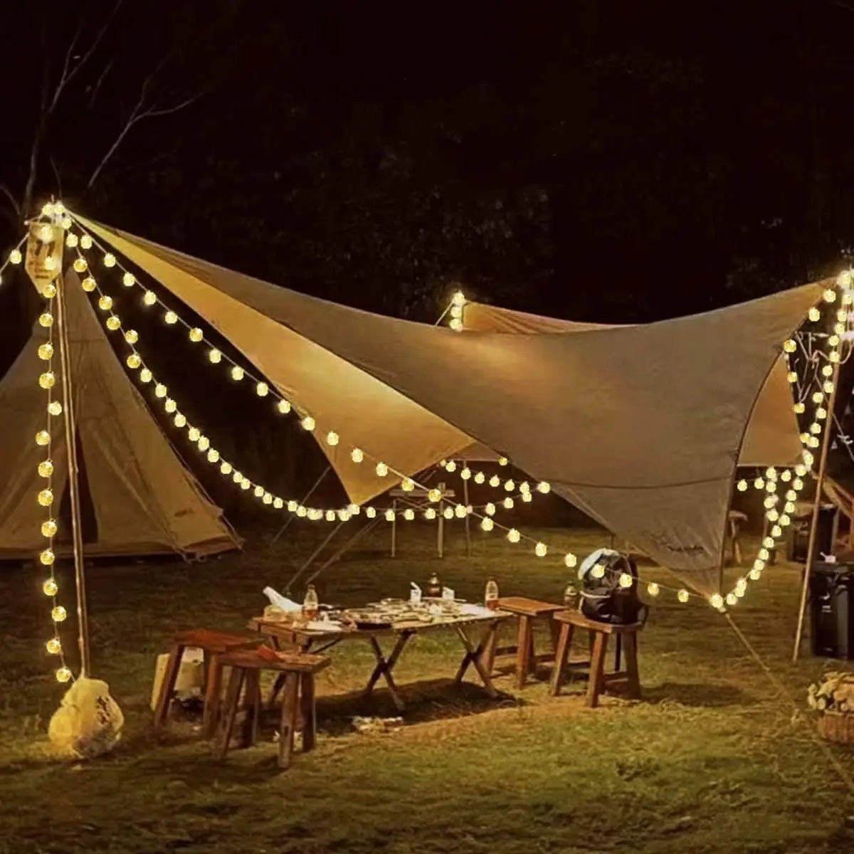 Solar Crystal Ball Fairy String Lights Outdoor Waterproof Hanging Light Warm Light Yard Patio Pathway Party Decorative Lighting