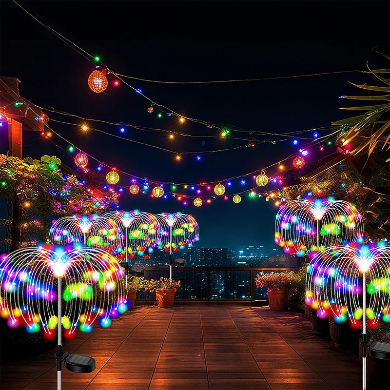 Christmas Solar Patio Firework Lights Outdoor Decor LED Fairy Lights for  Backyard Garden Pathway Patio Lawn