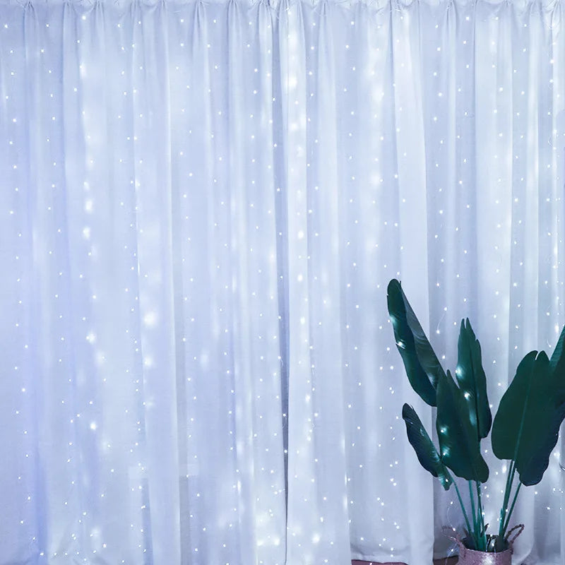 Curtain LED String Lights, Fairy Garland, USB Festoon, Remote Control, Christmas Decoration for Bedroom, Home, 3 M, 4 m, 6m