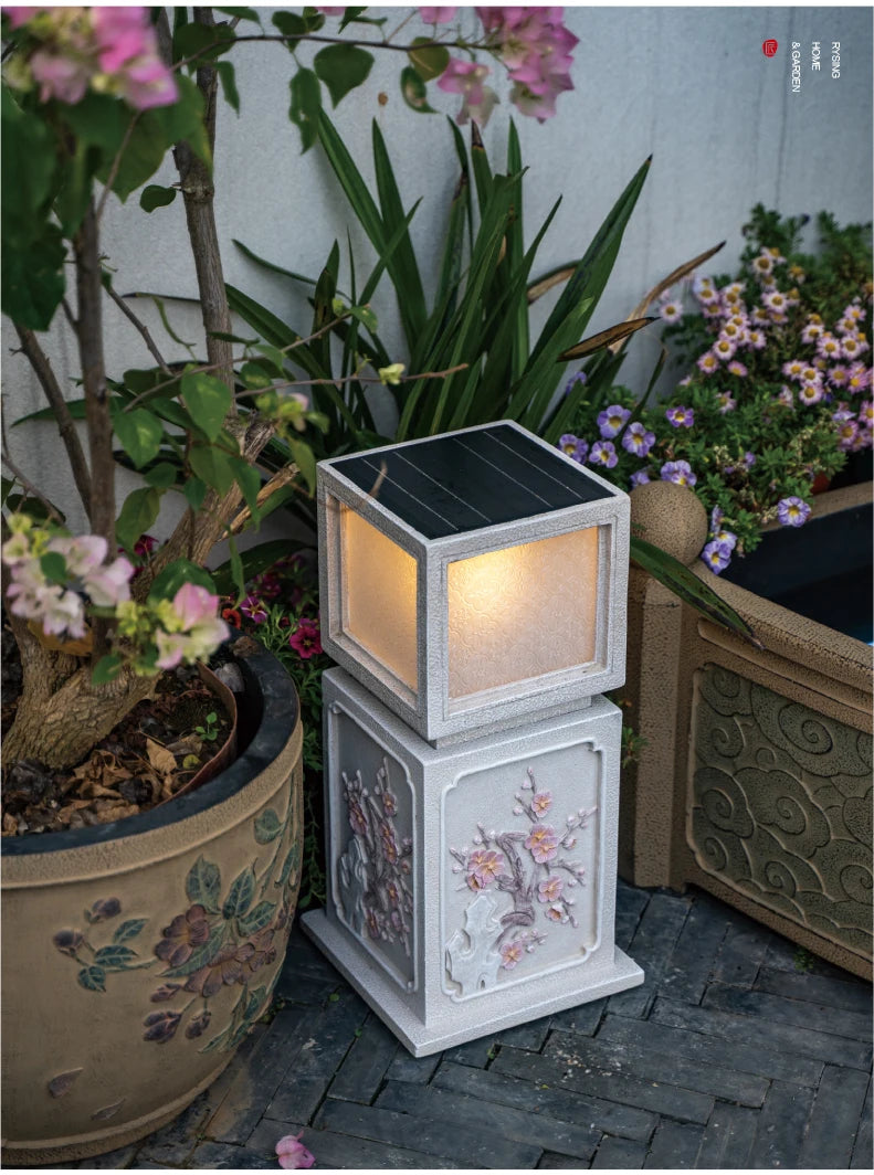 Chinese-Style Solar Garden Landscape Set | Villa Courtyard Decor