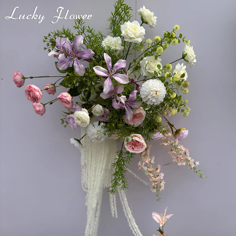 Outdoor Wedding Decoration Artificial Flowers Hanging Flower Row Road Leading Floor Flower Row Flower Ball Floral Backdrop Decor