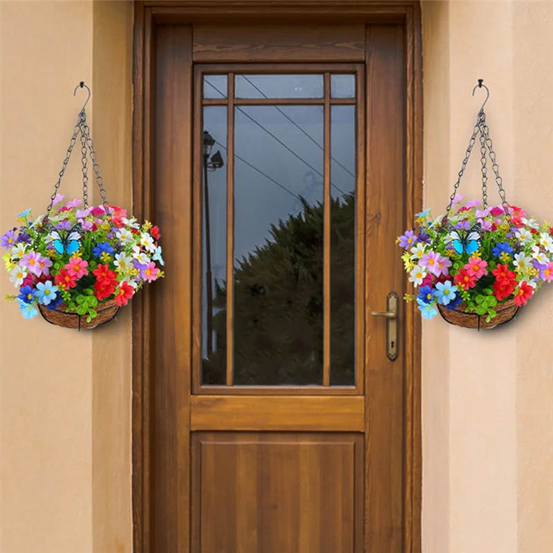 Yellow Hanging Flower Garland Basket | Indoor & Outdoor Decor